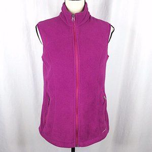 Eddie Bauer Polartec Fleece Vest Womens Size Medium Magenta Full Zip Pockets